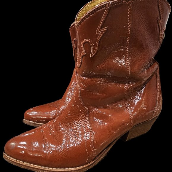 Free people brown patent leather zip boots - Picture 4 of 8